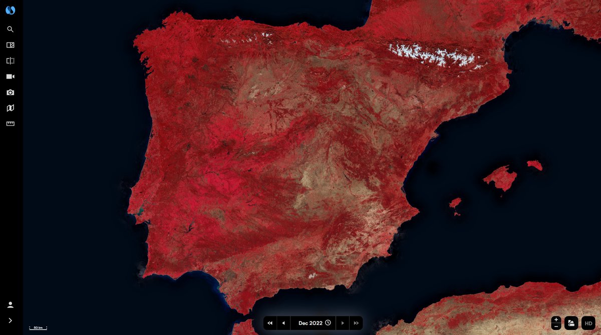 Nimbo_Earth's tweet photo. [📢NEW] #Nimbo's latest maps are out ! December 2022 in #Europe, the #USA and the #MiddleEast, in 4 color layers : 

✅ Natural #RGB ✅ Infrared #NIR 
✅ Vegetation #NDVI ✅ Radar #SAR 

🛰️based on @CopernicusEU #Sentinel data

🔎A glimpse at how Spain looked like last month 👇 https://t.co/FbKkSL9UxL