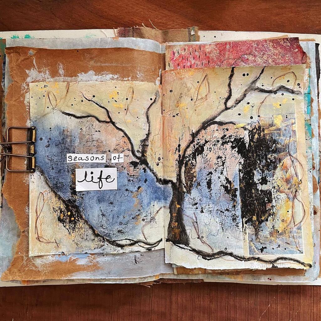 Modern_Gypsy's tweet photo. The seasons of life: the hope of spring, the abundance of summer, the harvest of autumn, and the darkness and depression - or the silence and reflection - of winter.
.
.
.
.
.
.
.
#artjournalingthemagic #artjournalcommunity #artjournalingpractice #creati… https://t.co/XDZ7RRD7la https://t.co/d9Wx1wS1sU