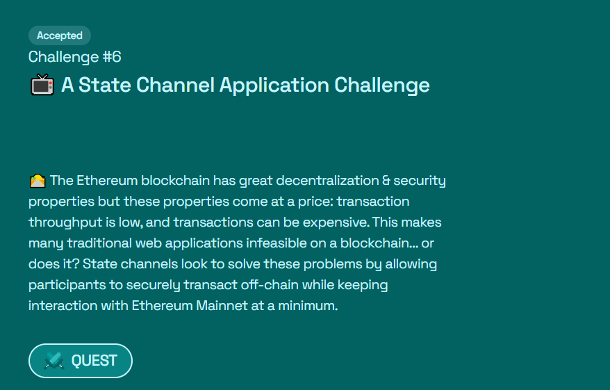 Completed Challenge 6 of Speedrun Ethereum. No doubt it is the most difficult challenge yet. Awesome work by the <a href="/buidlguidl/">BuidlGuidl.eth</a> team ,<a href="/austingriffith/">Austin Griffith</a> 🫡
