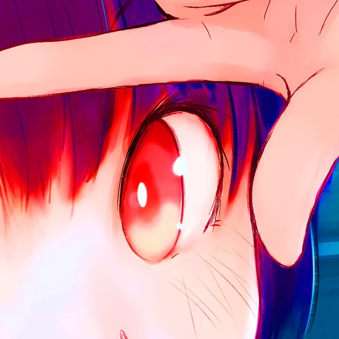 いま描いてるやつ 100にしたらさいばーになった さいばー#絵を彩度100にすると超派手 