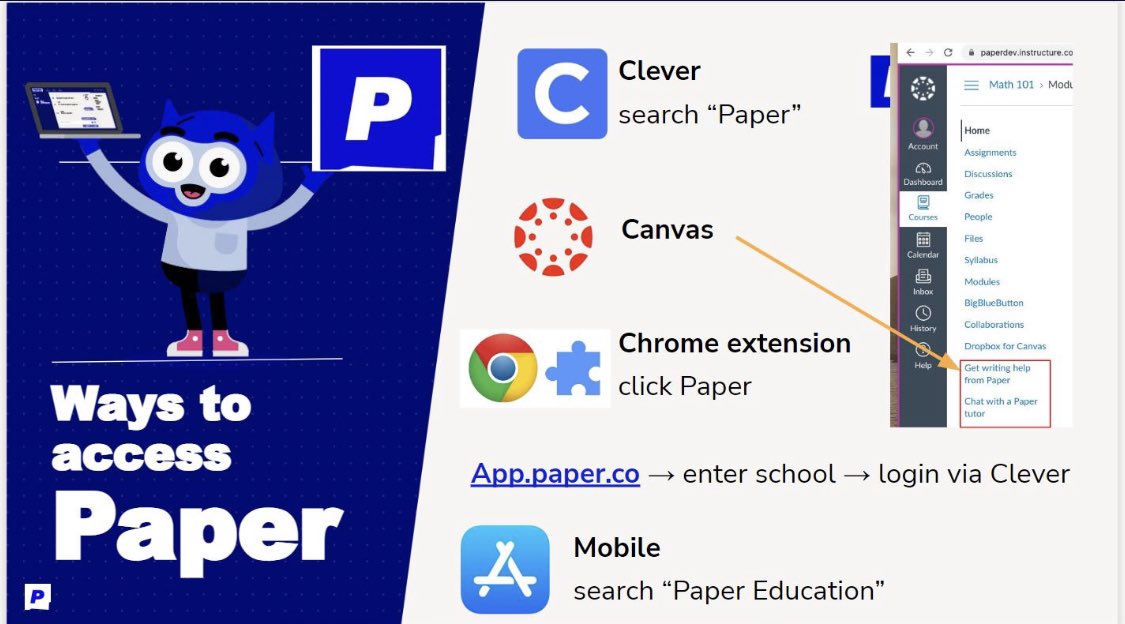 A medida que nos acercamos al final del trimestre y necesita ayuda con las tareas pendientes, pregunte a sus maestros sobre el uso de los servicios de tutoría de Paper.
