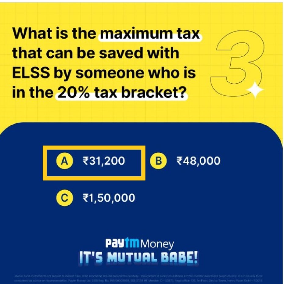 @PaytmMoney Ans1. D) All the above
Ans2. B) 3 years
Ans3. A) 31,200
#MutualFundsSahiHai #SIPSahiHai #ItsMutualBabe #MutualFundExpo #ExpertTalks #InvestmentExperts #ProfessionalTalks #LiveEvent #PaytmMoney 
@PaytmMoney
Join
@blessedkamal 
@SaurabhStl3 
@mayursaun 
@JainShantilal12