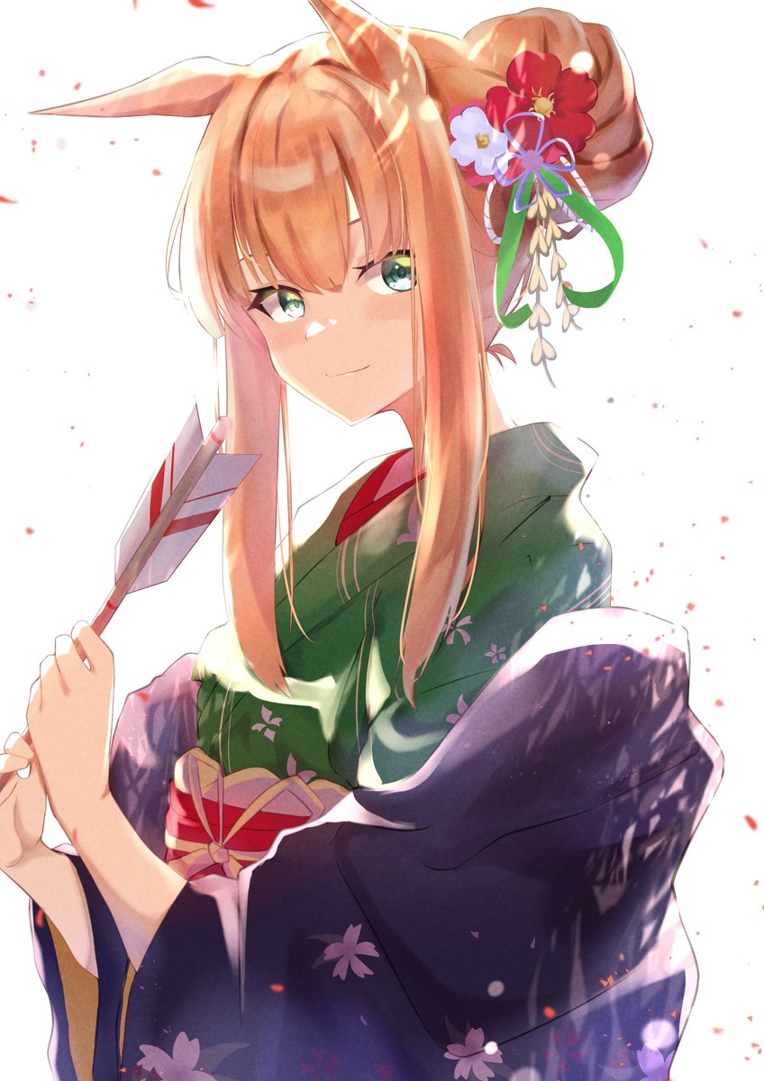 silence suzuka (umamusume) 1girl animal ears japanese clothes solo horse ears kimono hair ornament  illustration images