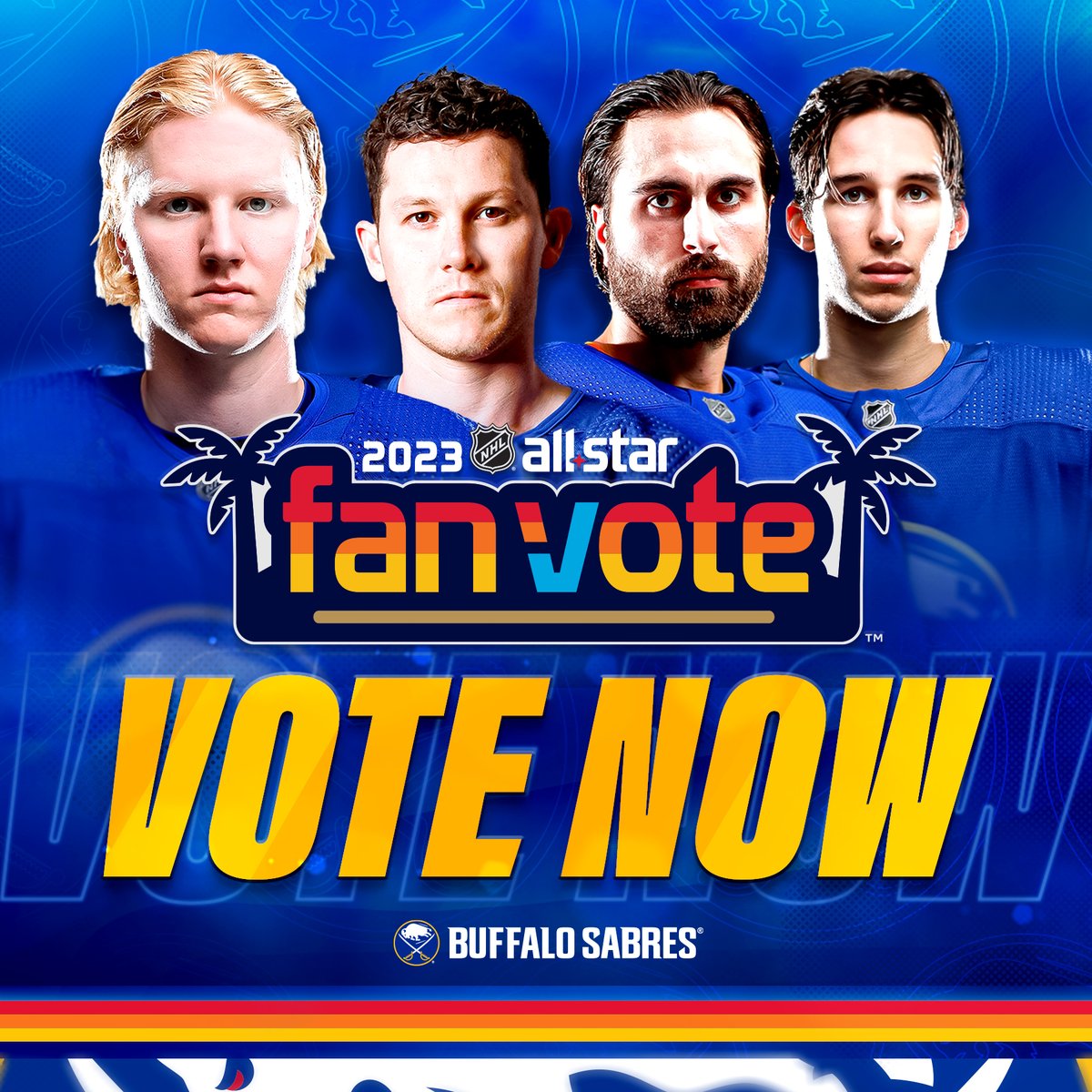 Your tweets count as votes for #NHLAllStar! Retweet this tweet or use the format below in your own tweet to get your votes in... #NHLAllStarVote Rasmus Dahlin #NHLAllStarVote Jeff Skinner #NHLAllStarVote Alex Tuch #NHLAllStarVote Dylan Cozens LET'S DO THIS, BUFFALO‼️