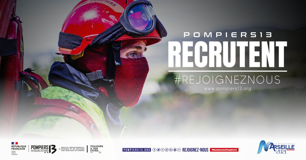[#Recrutement]

Les #Pompiers13 recrutent :

- Des sapeurs-pompiers volontaires saisonniers 
 
Plus de renseignements sur ce recrutement et d'autres, rendez-vous sur la page "Offres d'emploi":
pompiers13.org/rejoignez-nous…

#NousSommesPompiers13 #UniversPompiers13 #ToujoursÀVosCôtés