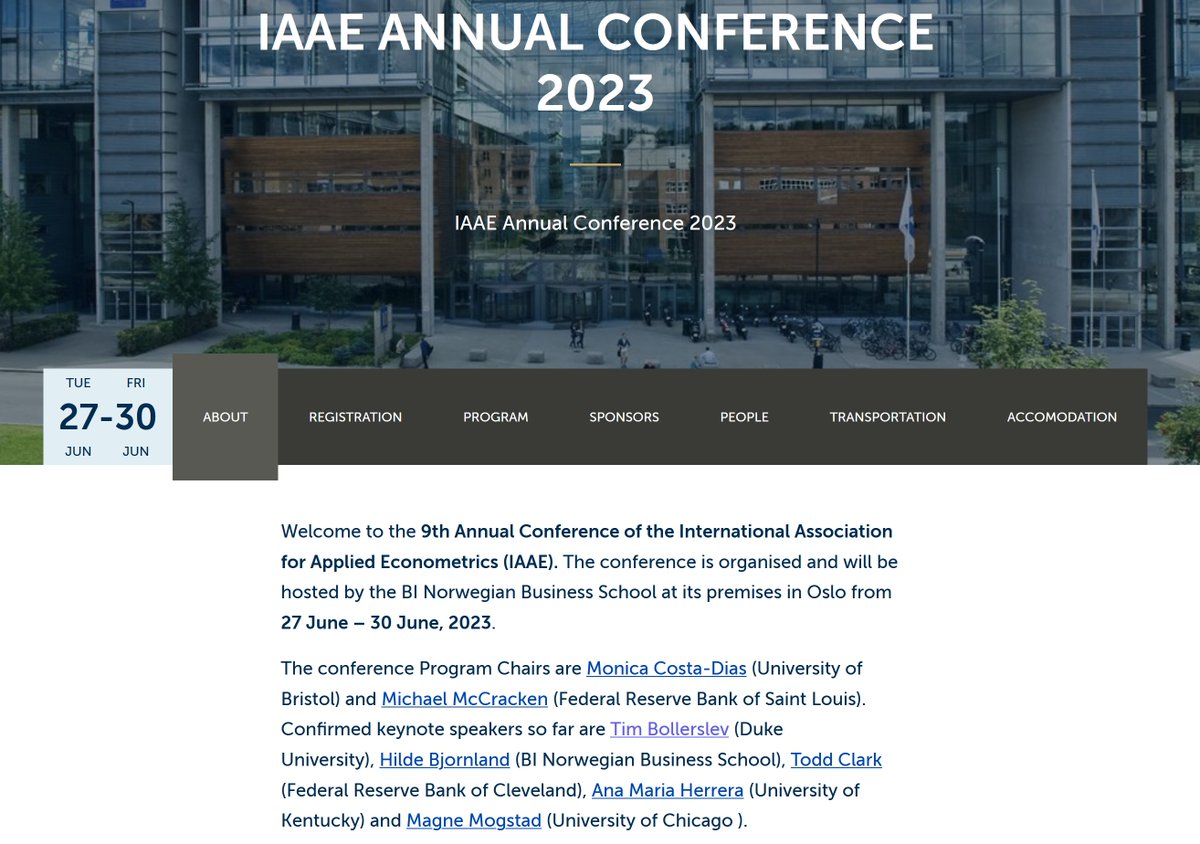 Giuseppe Cavaliere (@cavalieregiu) on Twitter photo Hi #EconTwitter!
Donโt miss one of the best #Econometrics conferences worldwide!
This is the ๐๐ป๐๐ฒ๐ฟ๐ป๐ฎ๐๐ถ๐ผ๐ป๐ฎ๐น ๐๐๐๐ผ๐ฐ๐ถ๐ฎ๐๐ถ๐ผ๐ป ๐ณ๐ผ๐ฟ ๐๐ฝ๐ฝ๐น๐ถ๐ฒ๐ฑ ๐๐ฐ๐ผ๐ป๐ผ๐บ๐ฒ๐๐ฟ๐ถ๐ฐ๐ (๐๐๐๐) ๐ฎ๐ฌ๐ฎ๐ฏ conference, to be held in Oslo, June 27-30.
Links & info below! Hi #EconTwitter!
Donโt miss one of the best #Econometrics conferences worldwide!
This is the ๐๐ป๐๐ฒ๐ฟ๐ป๐ฎ๐๐ถ๐ผ๐ป๐ฎ๐น ๐๐๐๐ผ๐ฐ๐ถ๐ฎ๐๐ถ๐ผ๐ป ๐ณ๐ผ๐ฟ ๐๐ฝ๐ฝ๐น๐ถ๐ฒ๐ฑ ๐๐ฐ๐ผ๐ป๐ผ๐บ๐ฒ๐๐ฟ๐ถ๐ฐ๐ (๐๐๐๐) ๐ฎ๐ฌ๐ฎ๐ฏ conference, to be held in Oslo, June 27-30.
Links & info below!