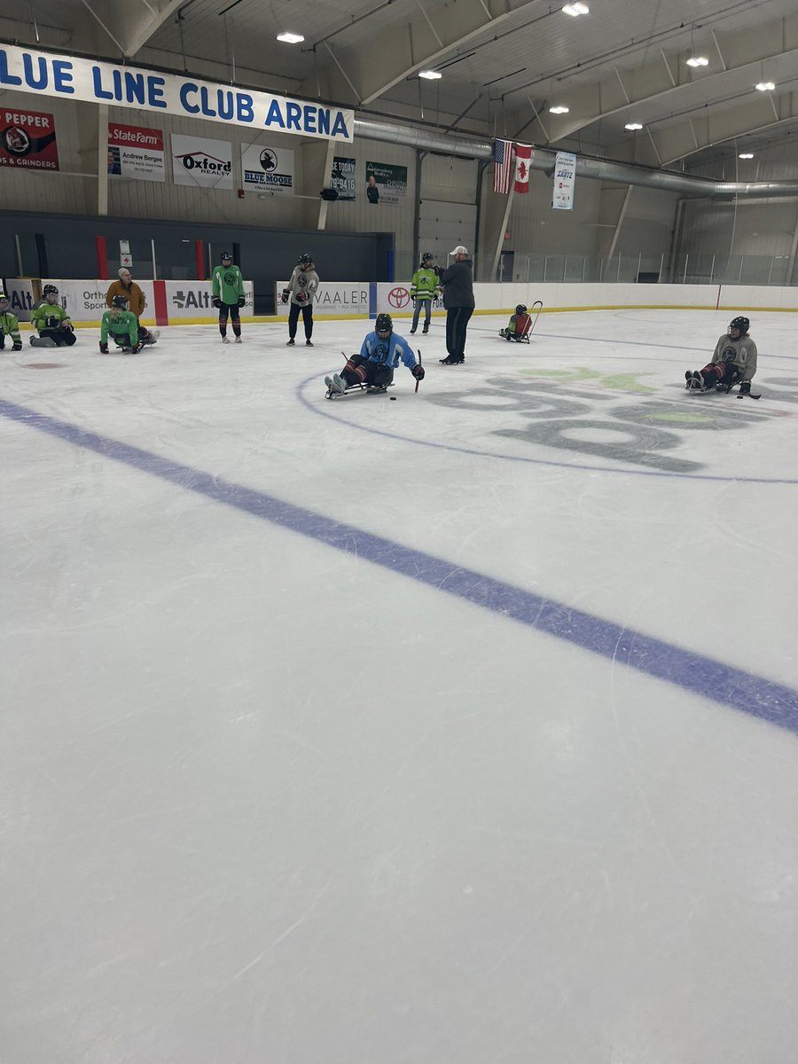 Knightriderhcky's tweet photo. What a great day! The sleds didn’t make it, so the team played on their off hand for their challenge. Lots of smiles, and respect for our Hurricane friends! It’s more than just a game!  Thank you for the awesome pictures @russhons https://t.co/s8SwR1KcRj https://t.co/DCdxB3naGu