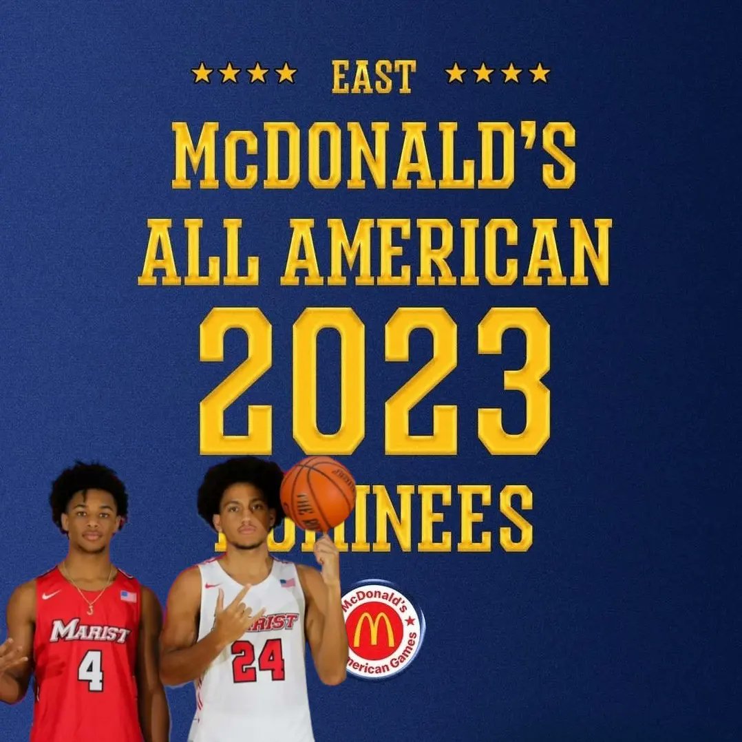 Congratulations to @Marist commits @CollinsJadin & @josh_pascarelli on their 2023 @McDAAG East Nomination. @MaristMBB #GoRedFoxes 🍔🍟🦊❤‼