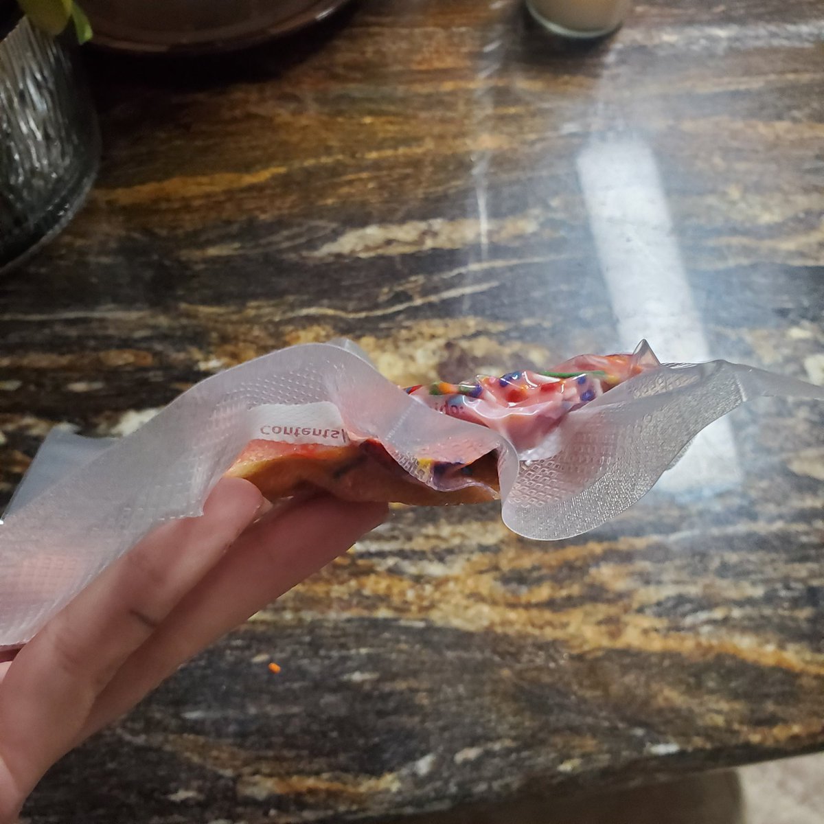 His mom was trying to preserve the sweets in the house

"I forgot donuts were made of air,,,"