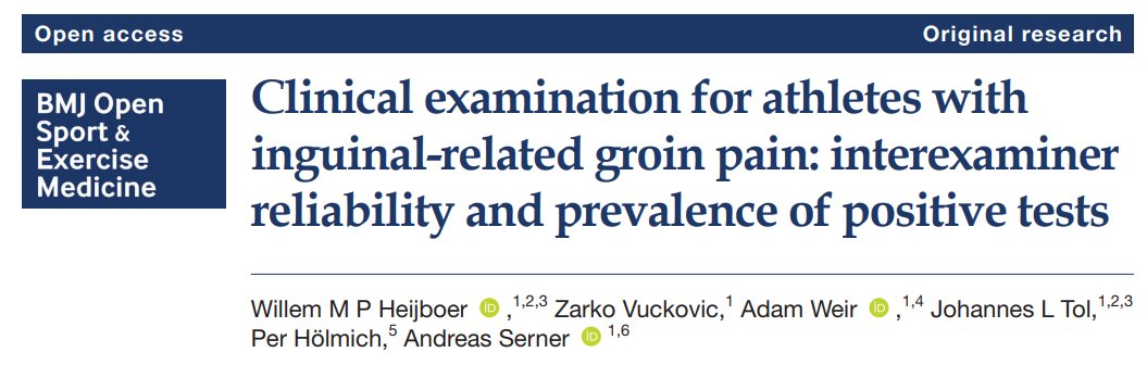 WillemHeijboer's tweet photo. 🚨Clinical examination for inguinal-related groin pain.

How reliable are commonly performed abdominal palpation/resistance tests? What is the prevalence of positive tests in athletes classified with inguinal-related groin pain?

Find out in our new study: https://t.co/qqau31Jplr https://t.co/EQkF6BJrWo