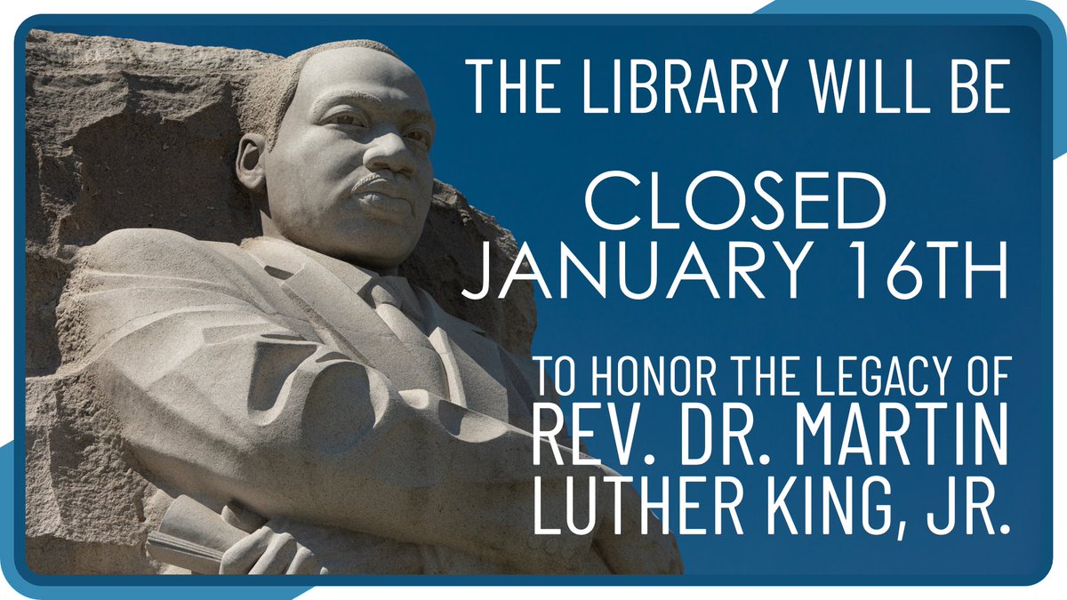Your Rowan County Public Library will be closed Monday, January 16th, for MLK Day. You can still return items through our drive-thru dropbox if you want to!