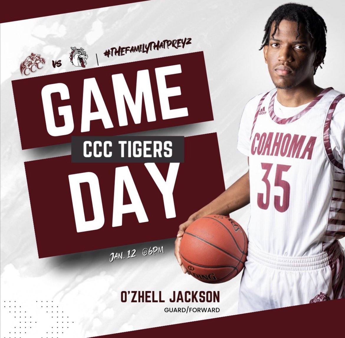 The CCC men's basketball 🏀 team hosts Hinds tonight in the Tigers' 🐅 first home conference game of the season! The matchup will stream live ➡️ bit.ly/3CgoA9g. #TheFamilyThatPreyz

🆚 Hinds Community College
📅 Thursday, Jan. 12, 2023