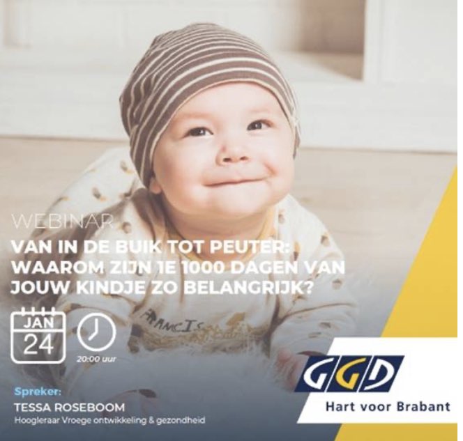 Webinar serie: Goede start voor ouder &amp; kind 
Afl 1: Van in de buik tot peuter: Waarom zijn de 1e 1000 dagen van je kindje zo belangrijk – 24 januari 20:00. Aanmelden kan via deze link:

ap.lc/uDyYl