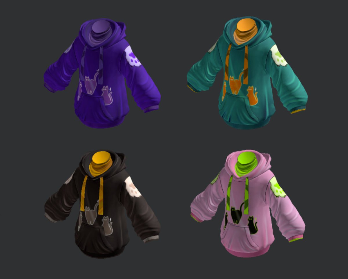 Couple more recolors of Kitty Paw Oversized Hoodie😻Home vibe outfits are never outdated~
roblox.com/catalog?Keywor…

#ROBLOX #RobloxDev #RobloxUGC #Robloxclothing #UGC #NewYear2023 <a href="/Roblox/">Roblox</a>