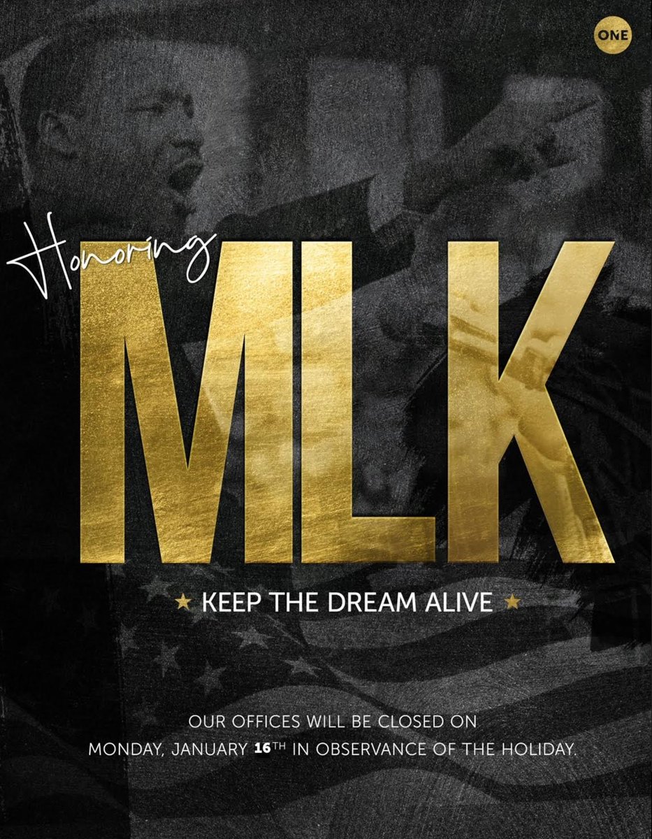NVSWRealtyONE's tweet photo. Reminder All ROG offices will be closed Monday January 16th, 2023, in observance of MLK Day. #team #grow #revenue #determined https://t.co/1jle3e2Wsx