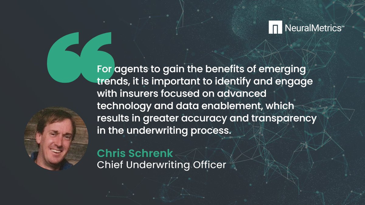 NeuralMetricsAI's tweet image. Our chief underwriting officer, Chris Schrenk, shares three digital #underwriting trends impacting the service agents provide to insureds: lnkd.in/gCmBeNmp.
