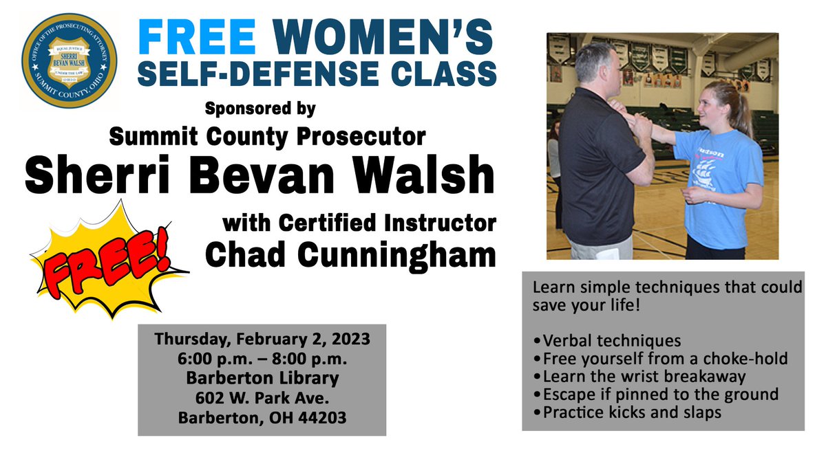 Is your #resolution2023 to be safer? Well, we have just the thing for you. There is no registration required for this free class on Thursday, February 2 at 6:00 p.m.