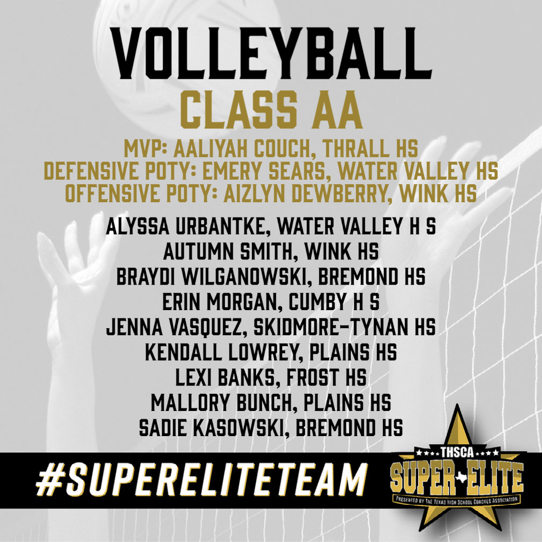 We are thrilled to announce our first-ever THSCA Volleyball Class AA #SuperEliteTeam!🏐💪Congratulations to these athletes for their hard work and admirable athletic achievements!