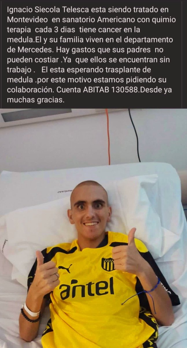 URUGUAYLATECAP's tweet photo. Pedido de solidaridad para un Carbonero que necesita de nuestra ayuda 🟡⚫️ https://t.co/TgZxLoOFrK