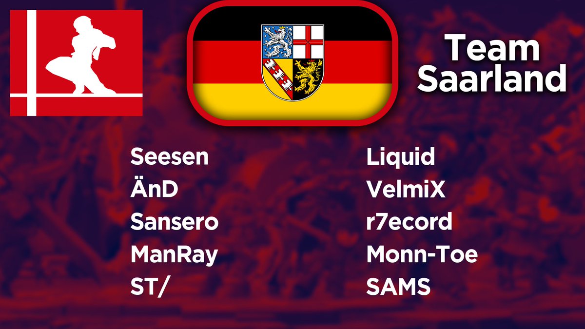 "Großes entsteht immer im Kleinen."
Sie sind zwar das kleinste Bundesland, doch trotzdem wächst die Smash Szene vom Saarland stetig.

Am Sonntag treten sie schon als Underdog gegen Niedersachsen an, doch wir sind uns sicher, dass wir eine spannende Partie miterleben dürfen!