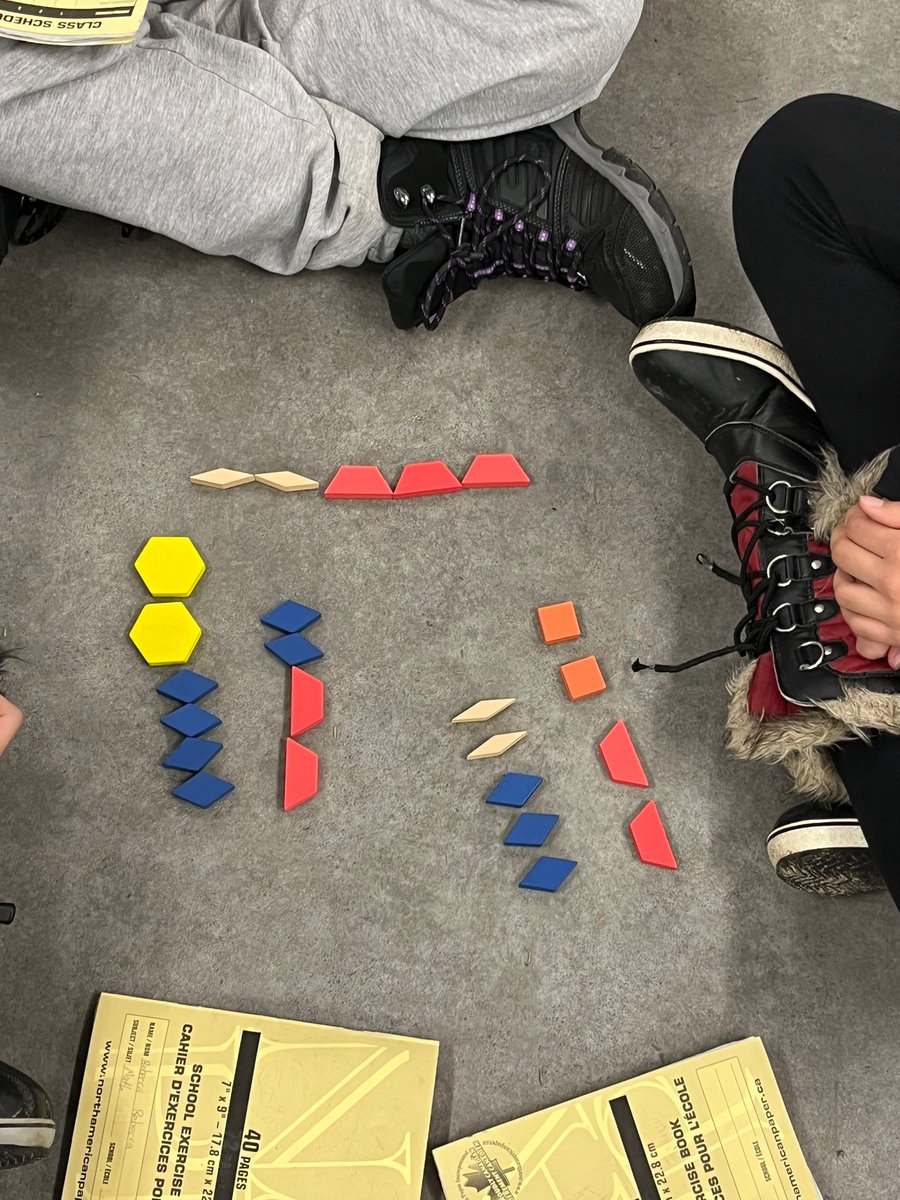 Hands on algebra! 6-1 &amp; 6-3 create algebraic equations using pattern blocks and write expressions for each! <a href="/MsBajwaa/">Amrit Bajwa</a> <a href="/DesmondHDSB/">Viola Desmond Public School</a> <a href="/HDSBMath/">HDSB Math</a>