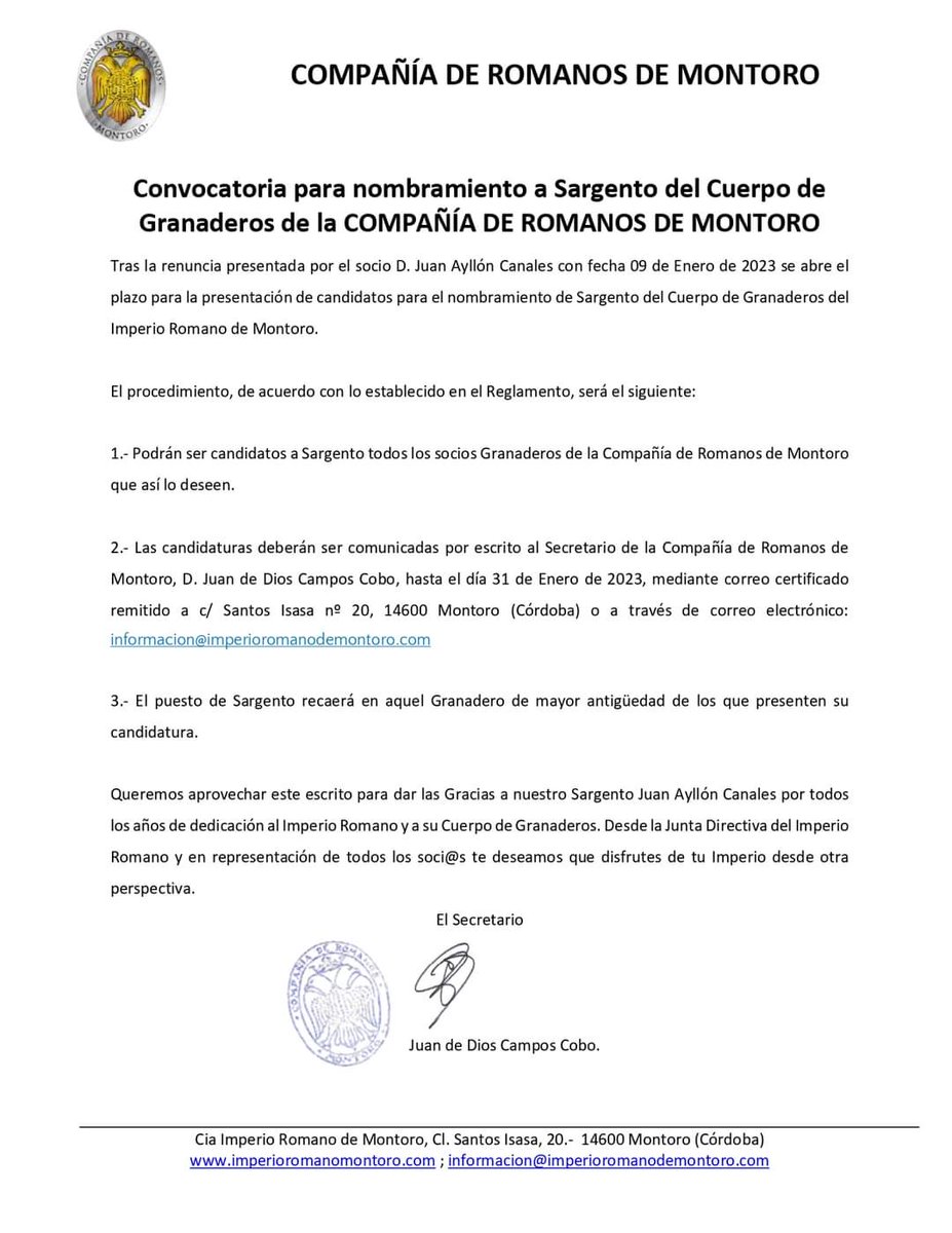 🚨 COMUNICADO. 
#SPQRMontoro