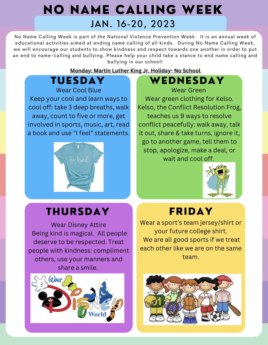 Join us in celebrating No Name Calling Week from January 16-20, 2023. Our focus will be on kindness and putting an end to bullying. <a href="/NISDKallison/">Kallison Elementary</a> <a href="/NISDCounseling/">NISD Counseling</a>