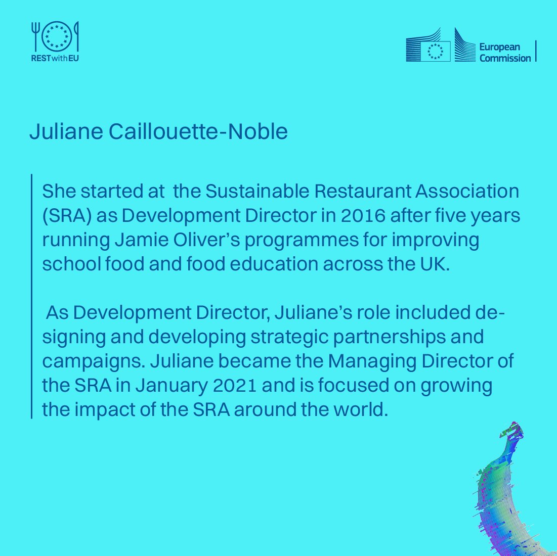RESTwithEU's tweet photo. Juliane Caillouette Noble, Managing Director at @the_SRAย . She is focused on growing the impact of the SRA around the world and she will join us at our #StakeholderWorkshop in Lyon!ย
#restaurants #europeanunion #network #sustainable #SRA #development #clara #foodmadegood https://t.co/Txw9xqz00S