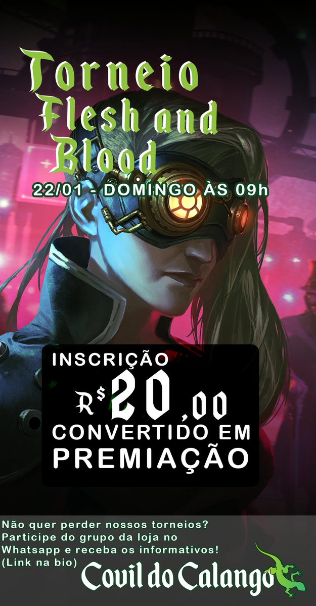 AMANHÃ no Covil tem Torneio Flesh and Blood (9h) - Inscrição: R$ 20,00 convertida em premiação.