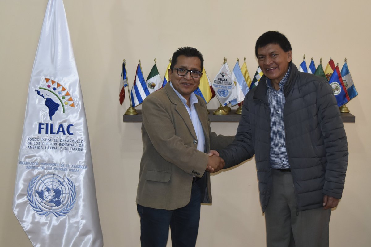filac_'s tweet photo. El Secretario Técnico del #FILAC, Gabriel Muyuy y el Defensor del Pueblo de Bolivia (@DPBoliviaOf), Pedro Callisaya, se reunieron #hoy para coordinar acciones conjuntas en relación a la promoción de los derechos de los #PueblosIndígenas. https://t.co/dVzCRRF4jY