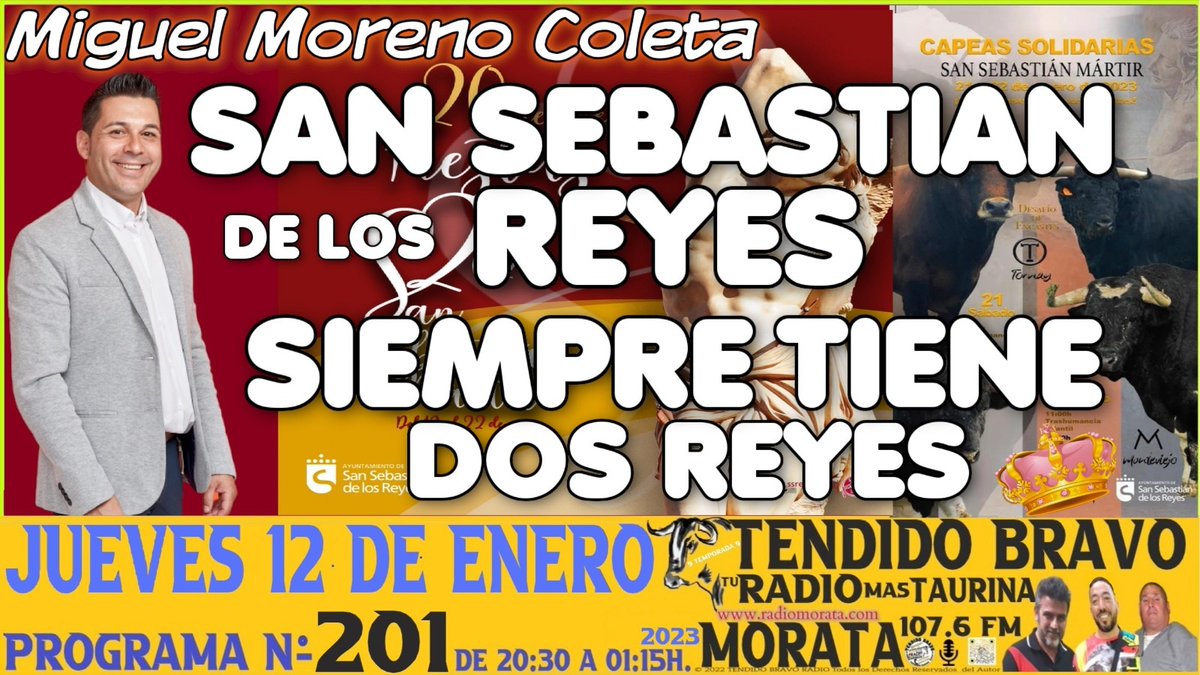 Miguel_Coleta's tweet photo. Esta noche tenemos cita con @tendidobravo donde hablaremos de #SanSebastianMartir y de la situación del #FestejoPopular 🐂
Sintoniza la radio más taurina 😉
#SanSe #ViveSanSe #ViveSusFiestas #SanSeTaurina https://t.co/MBipV2XPfv