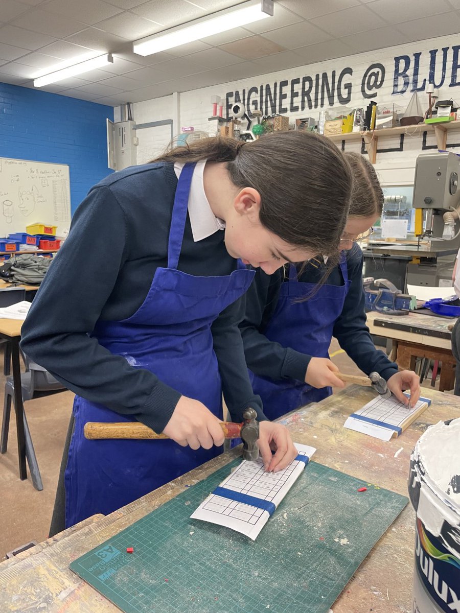 BCOldham's tweet image. Thanks to Mr Briggs for welcoming our Braille Club to the RM department yesterday where students made plaques for their bedroom doors by hammering nails into wood to spell out words/messages in Braille. We had some name plaques and some funny messages like &apos;Get out!&apos; #greatfun