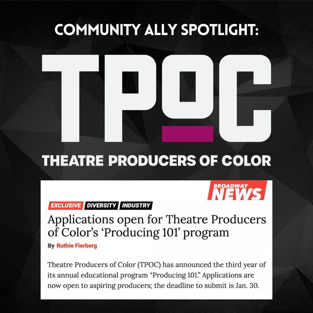 Happy New Year from #TISG! We’re thrilled to kick off 2023 by supporting our Community Ally: Theatre Producers of Color (TPOC), founded by our very own Miranda Gohh!
