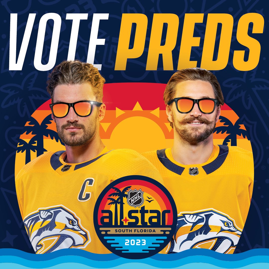 PredsNHL's tweet photo. 🗣️ It’s what they deserve!!! 🗣️

Y’all can now tweet to vote to send our boys to Florida! 😎 

#NHLAllStarVote  Roman Josi
#NHLAllStarVote  Filip Forsberg https://t.co/i6XWHHIziW