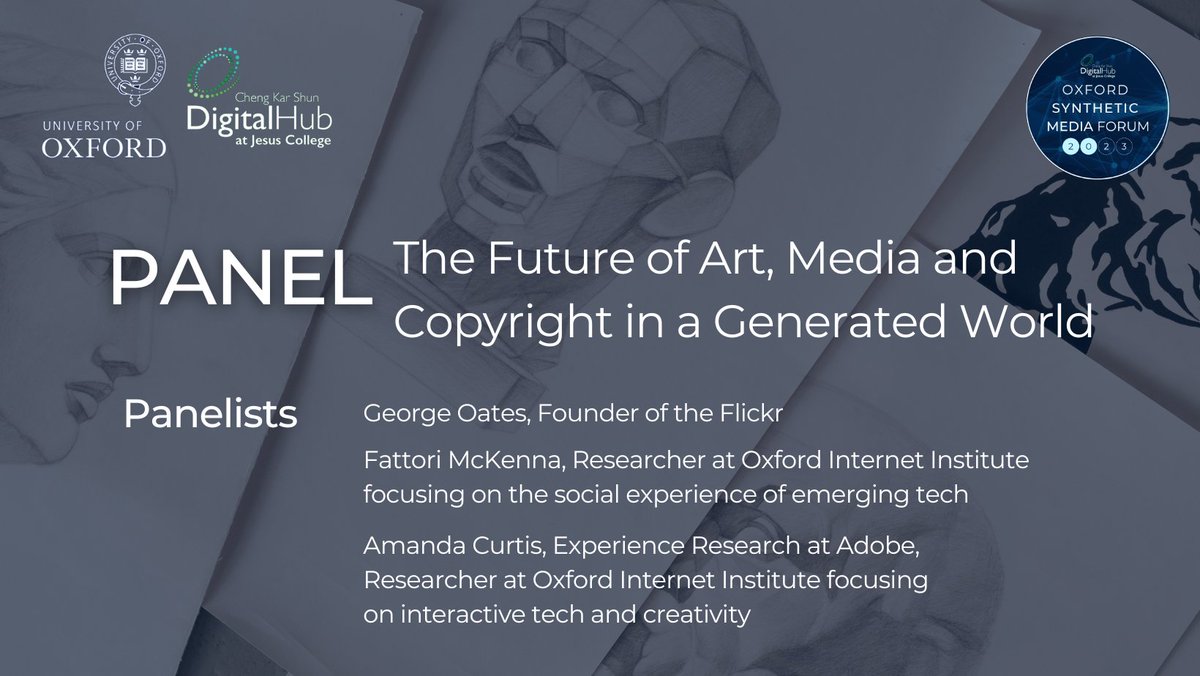 OxGenAI's tweet photo. Only a few weeks left until #OSMF23! 

The conference features a series of panels, including a conversation on "The Future of Art, Media and Copyright in a Generated World."

There are only a few spots left! Register here ➡️ https://t.co/59VhqbO05g https://t.co/FZnnKl52ca