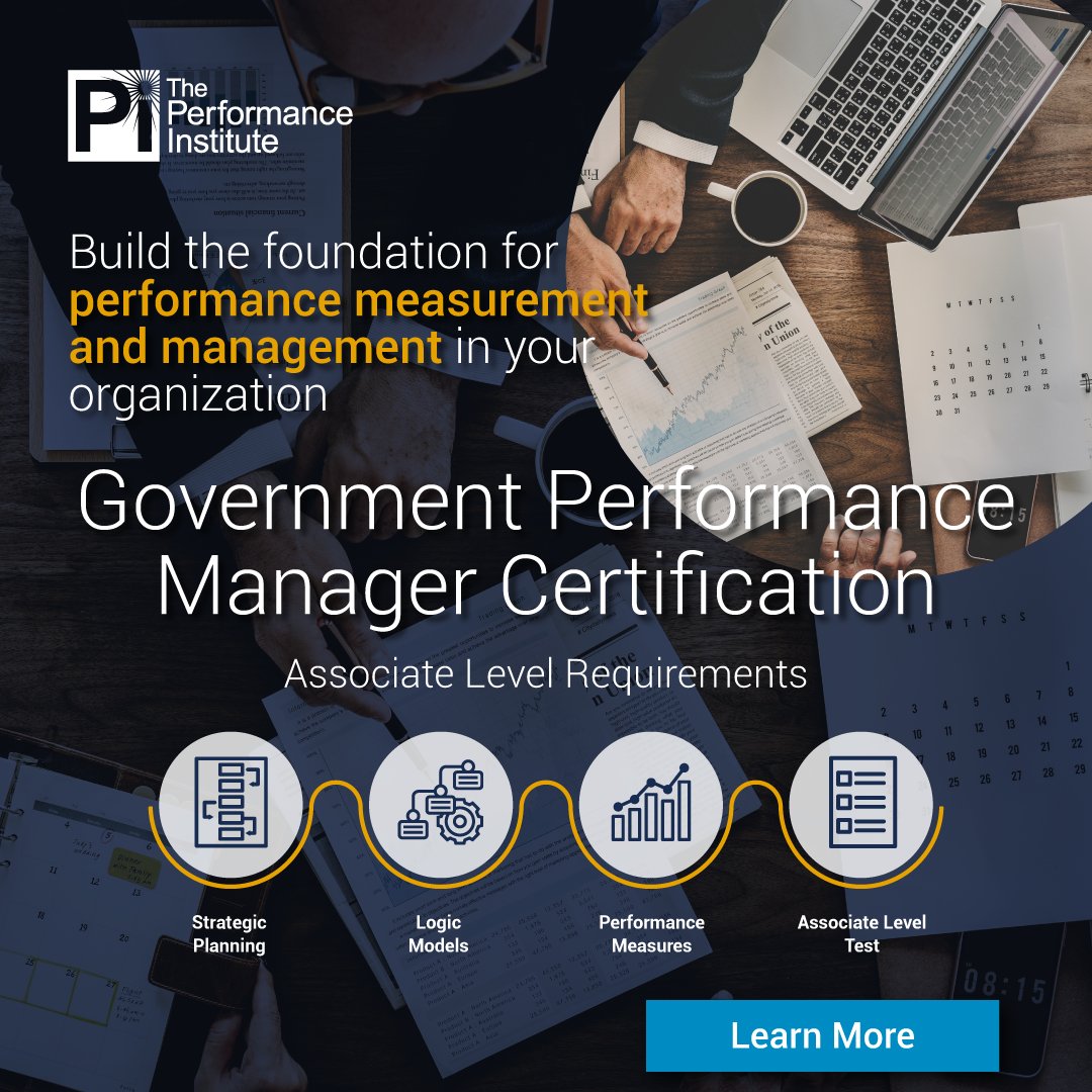 PerformanceInst's tweet photo. Attention all government professionals! The Performance Institute is excited to announce our new GPM Certification - Associate Level.
Learn more and enroll today!
#GPMweek #GovernmentPerformance #CPE #CPECredit #PerformanceInstitute https://t.co/2mWM5NKPYB