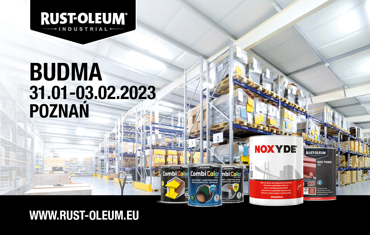 From 31 January to 3 February 2023, the #BUDMA fair will again take place in Poznan. 4 days full of information, inspiration, innovation and entertainment, focused on the highest-quality Rust-Oleum projects. 

For more info, visit: budma.pl/en/