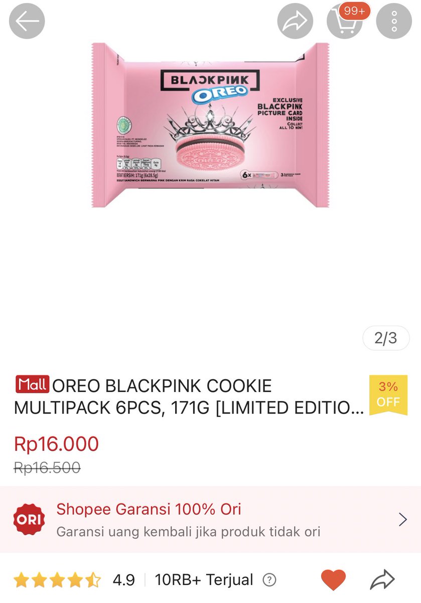 avilguut's tweet photo. Restock [WTS]
Buat yang masih cari Oreo x BlackPink
Yuk checkout sebelum kehabisan

SHOPEE👇🏻👇🏻

https://t.co/feDk1gcq1F

#jisoo #rose #jennie #lisa #blackpink https://t.co/XnGw9AojOV