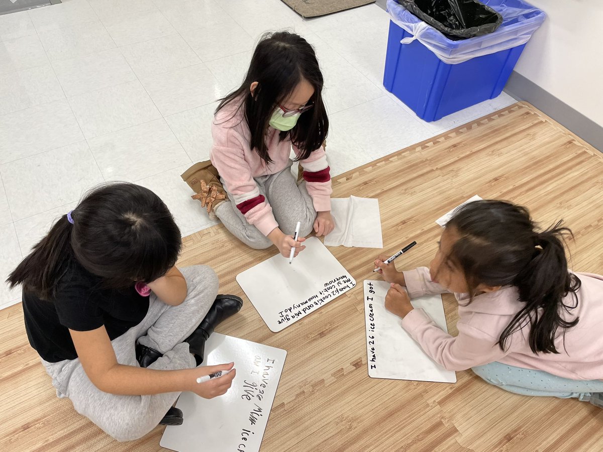 BacharachNicole's tweet photo. Today we challenged ourselves to write unique word problems to go with a common equation. We were collaborators and critical thinkers! @GoshenPostES #math #GoGPEGators https://t.co/yubFfGLdSP