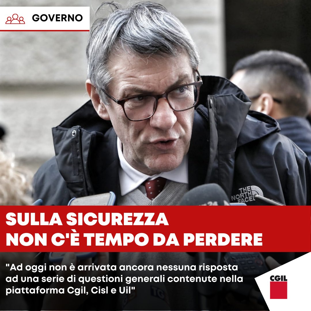 #MaurizioLandini al termine del tavolo al <a href="/MinLavoro/">Ministero Lavoro</a> su salute e sicurezza: "Mentre eravamo all'incontro un operaio è morto e ci sono due feriti molto gravi. Non c'è più tempo da perdere. Ad oggi nessuna risposta alle questioni contenute nella piattaforma #CgilCislUil"