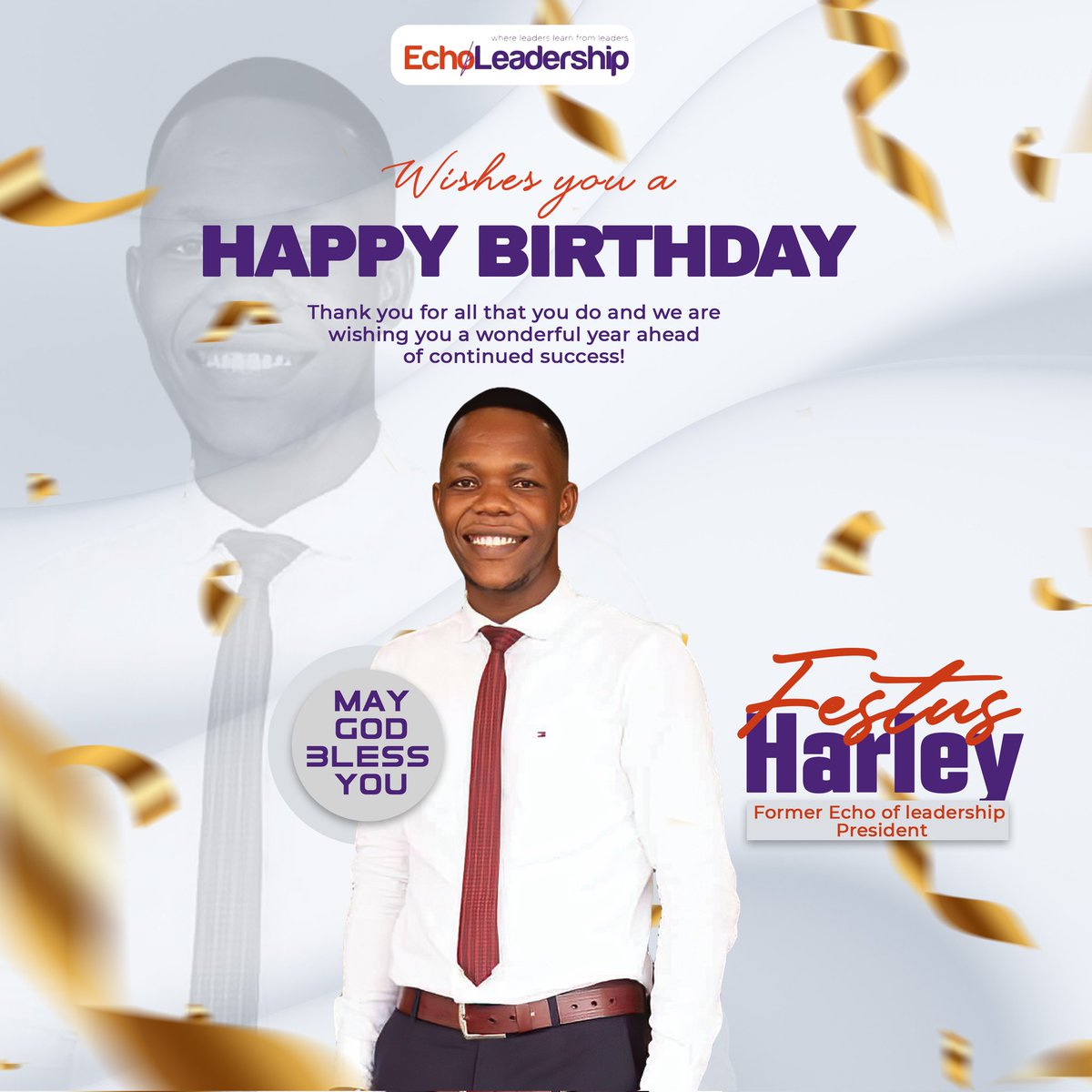 echo_gij's tweet photo. Happy birthday to the former President of Echo of Leadership, Festus Harley ❤🥳. From the executives and members of Echo of Leadership, we wish you success ahead in your journey. Your leadership is worth emulating 😇. https://t.co/fQRc0C17GT