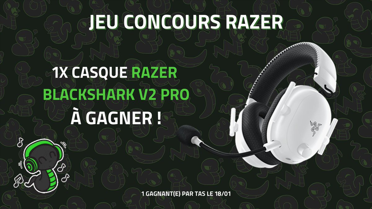 RazerFrance's tweet photo. Nouvelle année, nouveau giveaway ! 🎉

2023 commence très fort avec un Razer BlackShark V2 Pro White à GAGNER. 🎁

Pour participer : 
✅ Follow @RazerFrance
🔁 RT
💬 Dis-nous à quel jeu tu joues en ce moment

TAS du #concours le 18/01. GL all ! 🐍 https://t.co/FwYcBoIY3K