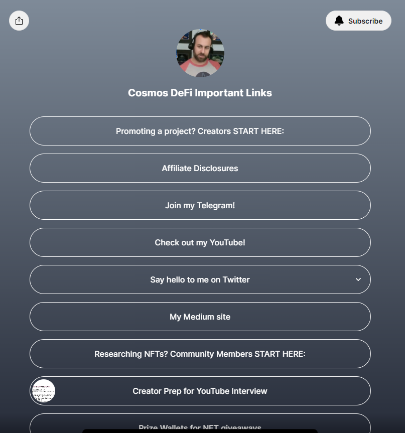 PrivacyBlocks's tweet photo. Linktrees in the Cosmos are so 2022.
Why direct people somewhere with only links, when you could direct them somewhere with:
✅ Links
✅ Info
and in the near future,
✅all of your content 🔥
Do we not support all the link types you might need? Let us know!
👀 @cosmosdefi https://t.co/PrLTGpXYb6