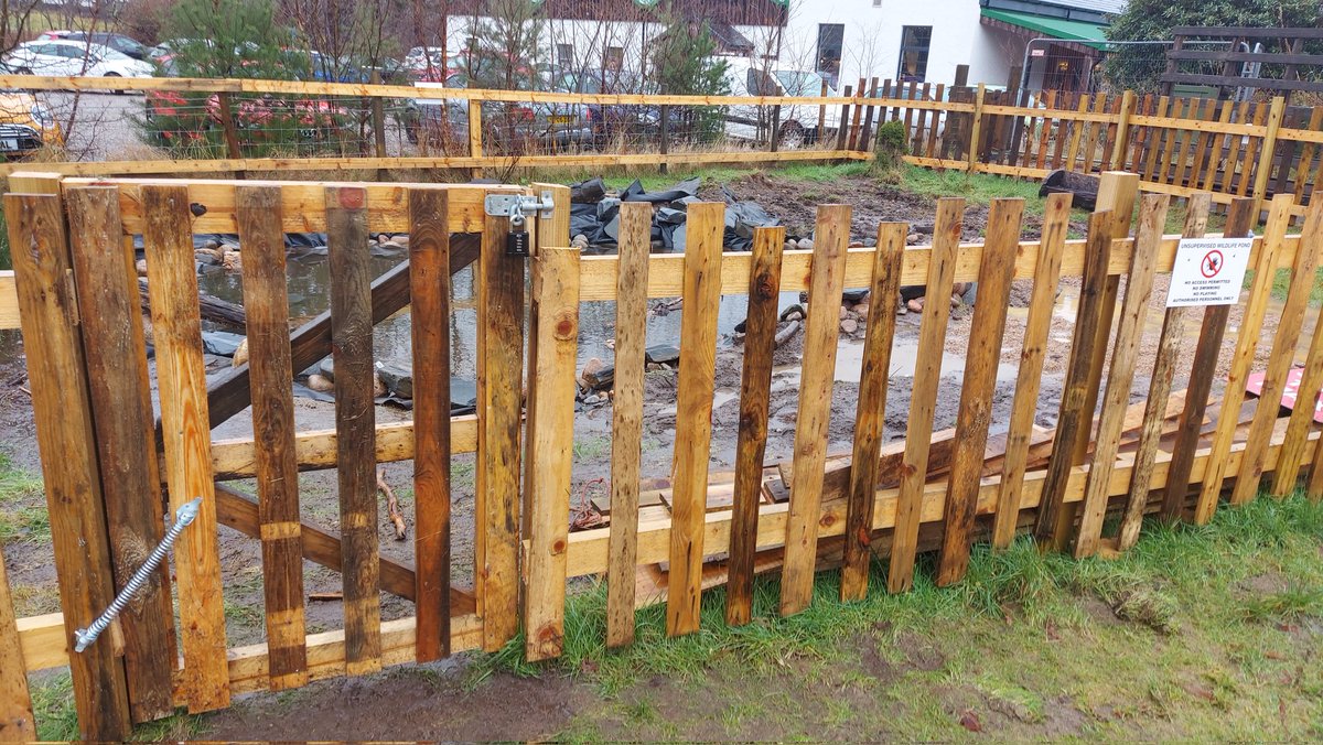 CameronSprague2's tweet photo. It has been a wet and wild one @stramashoutdoor Fort William today! Managed to get the gate installed for the pond though which I'm chuffed with.  I also got reluctantly told I'm more like Miss Honey than Miss Trunchbull so overall great day! #pond #gatebuilder #matilda https://t.co/OtSQTILPdS