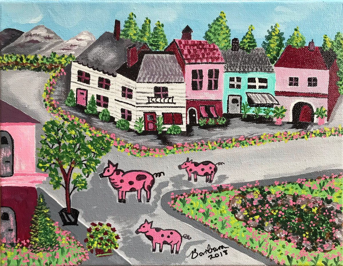 painterattic's tweet photo. Landscape piggies today. Have a good one! ❤️🌹
#goodmorning #landscapepainting #artforsale #art #abstractart #animalart #artonthewalls #gallerywall https://t.co/pE27wrNZba