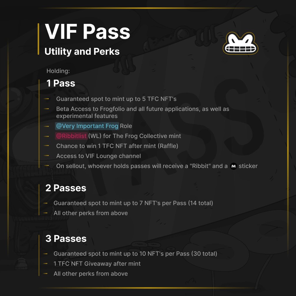 markiviloryeah's tweet photo. @frogscollective UPDATE, Are you already in their discord? Come #RIBBIT ๐ธ with us Tadpoles! Congrats on reaching 100k Volume on just the #VIFPass team. Don't mind the FUD, focus on building.
Check their latest tweet, another chance to win your own Pass! ๐ธ
#CNFT #CNFTGiveaway https://t.co/LUcYXOo98j