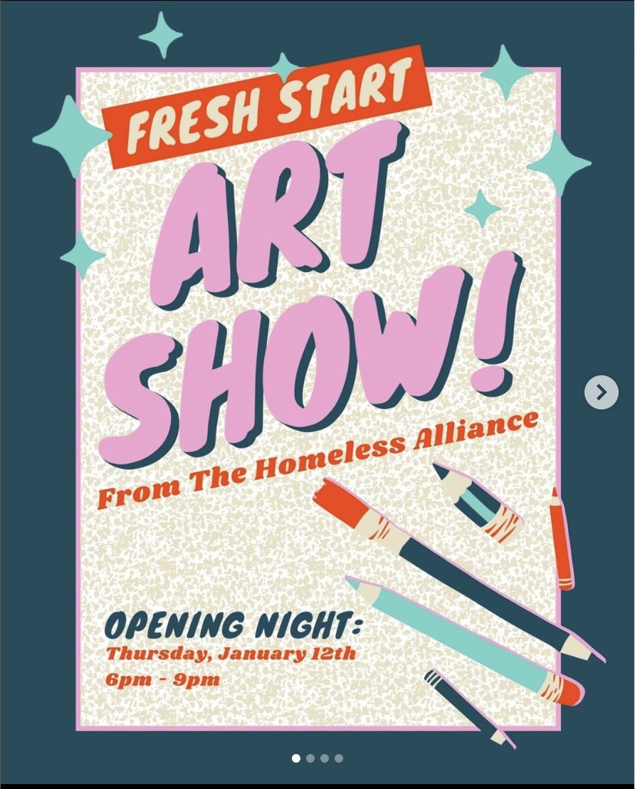 Our newest Fresh stART show is opening TONIGHT at <a href="/DNAGalleries/">DNA Galleries</a> - an entire show filled with work by artists experiencing homelessness. You can catch the show through February 5. See you there!