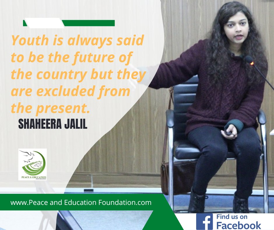 pefglobal's tweet photo. Youth is always said to be the future of the country but they are excluded from the present, Says @shaheerajalil 
#democracydefenders #HumanRights https://t.co/zTozd07aZA