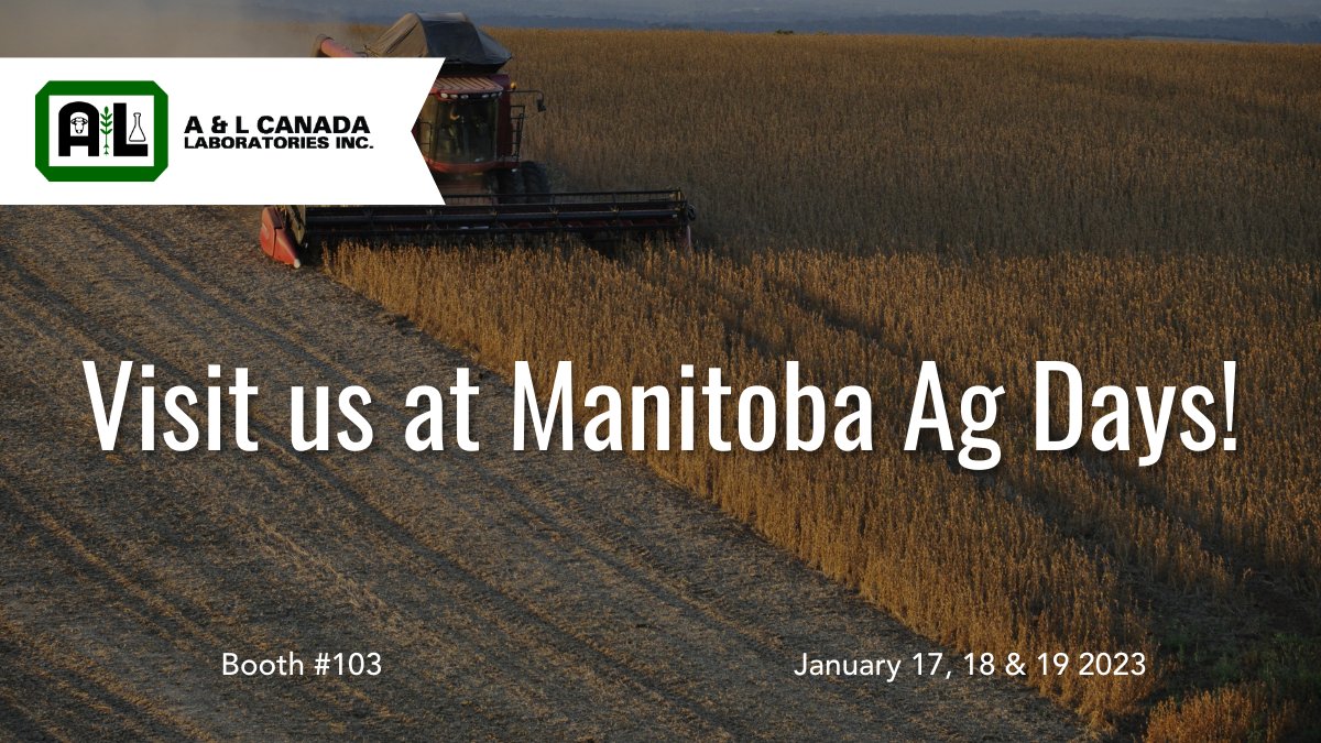 ALCanadaLabs's tweet photo. Manitoba Ag Days is back in-person for their 2023 show and so is A&amp;L!
Visit the A&amp;L Canada Labs team at booth #103 on Jan 17, 18 &amp; 19
We can’t wait to see you there🌱😀

For more info visit: https://t.co/WzGblZRjd5 https://t.co/gxLPzbOpgX