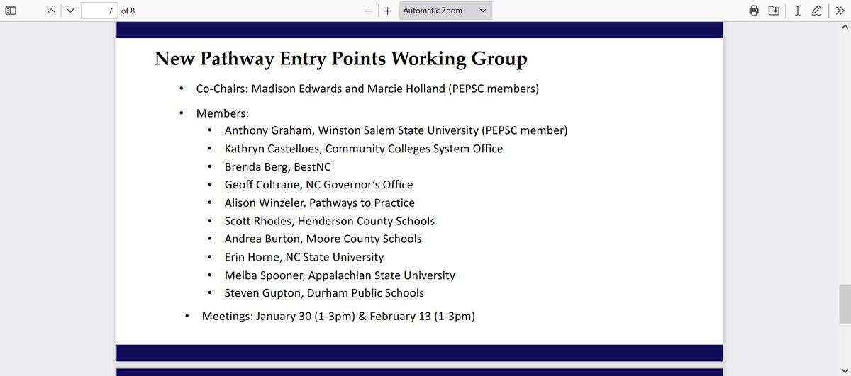 nckhui's tweet photo. #nced #ncpol PEPSC will split into 4 work groups,that will help the commission recommend by the State Board of Education's March meeting how to implement a pilot program this fall for paying teachers based on performance. More names will be added as people confirm they'll join. https://t.co/Uys01Z0wMS